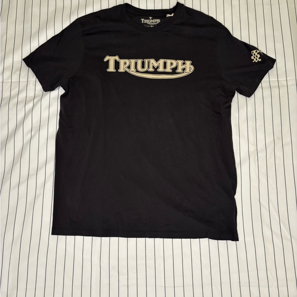 Lucky Brand Black Tee with Cream Triumph Design